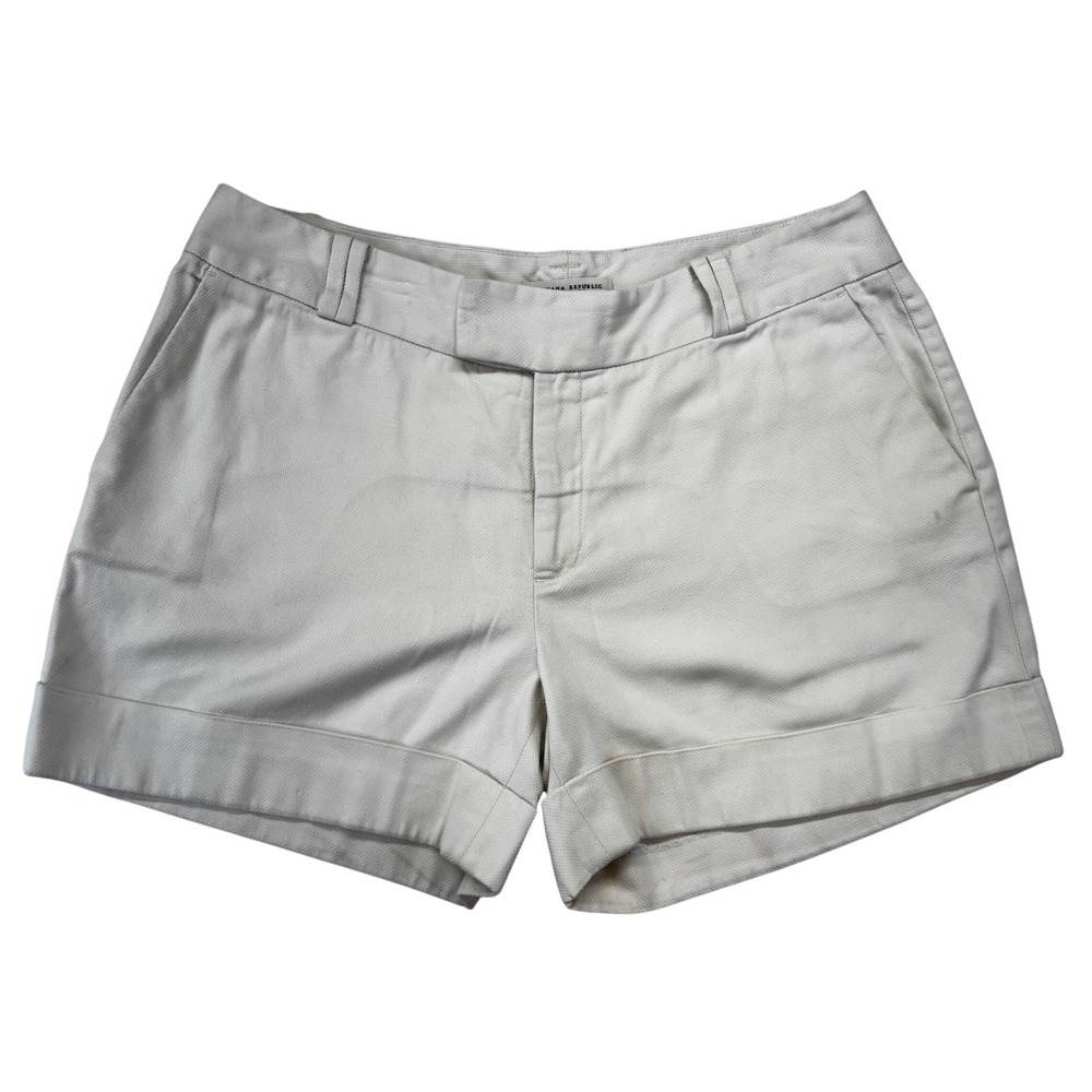 Banana Republic Shorts Womens 12 White Martin Fit Cuffed Cotton Stretch Pique‎